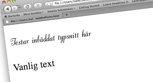 Inbäddade typsnitt i Firefox.