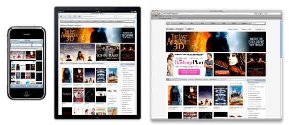 Apples trailer-sida i Iphone, Ipad och i datorn